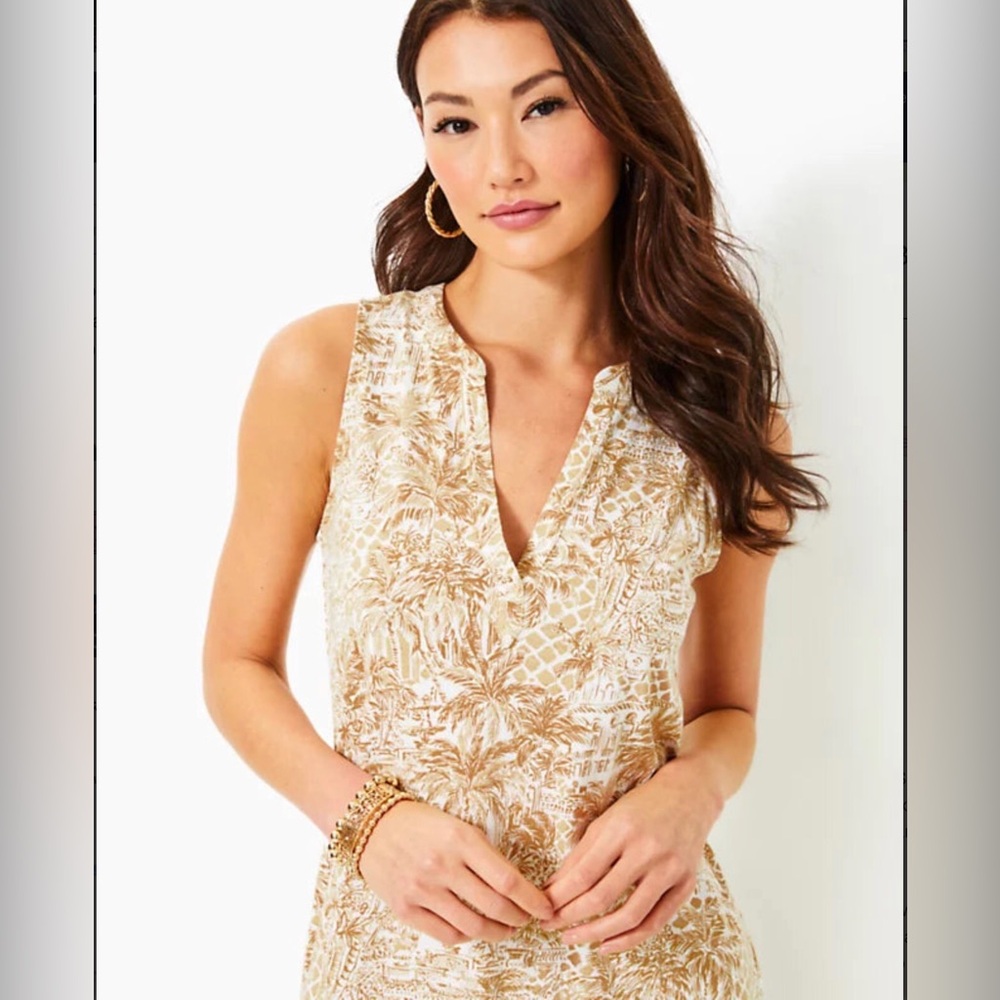 NWT Lilly Pulitzer Dev Dress in Sand Bar Palm Beach Paradise Print Size M - Picture 2 of 7